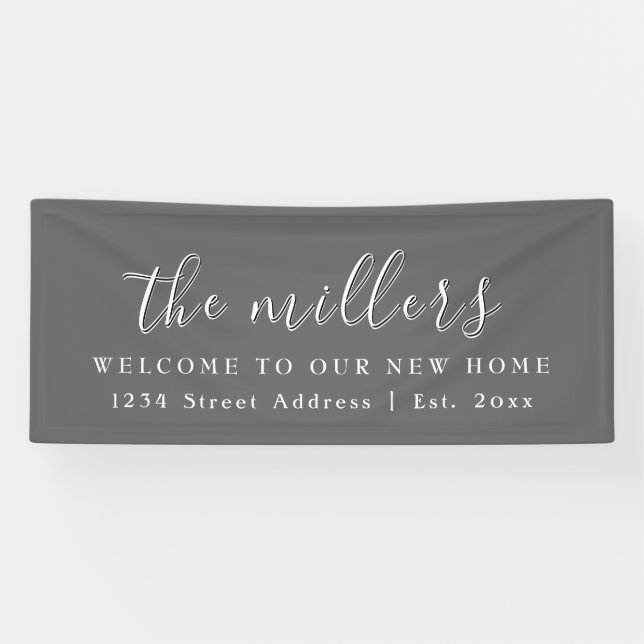 Lona Apellido | Gris | Fiesta para el mejoramiento de l (Horizontal)