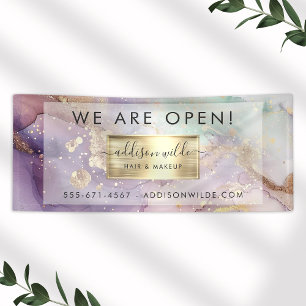 Lona Apertura de Salón de Lilac Glitter Watercolor Faux