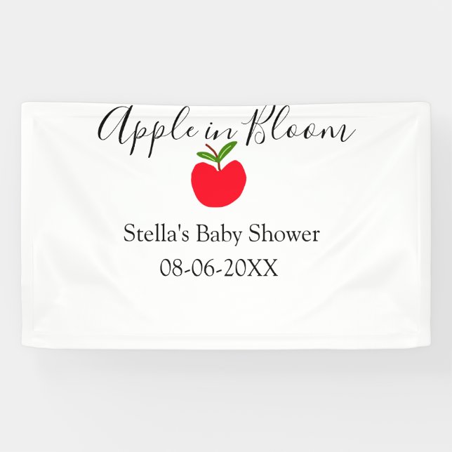 Lona Apple in bloom baby shower red apple name date  (Horizontal)