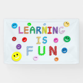 Lona Aprender es divertida, caras sonrientes