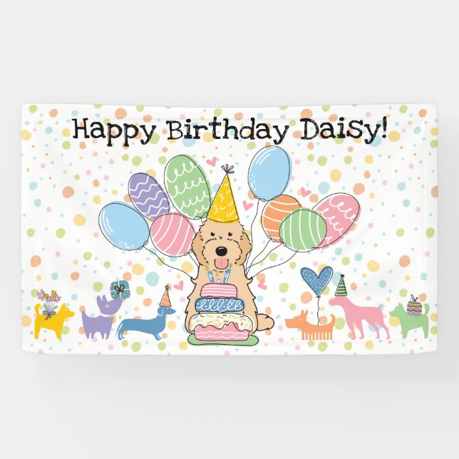 Lona Apricot Cockapoo Cavapoo Fiesta de cumpleaños de p (Horizontal)