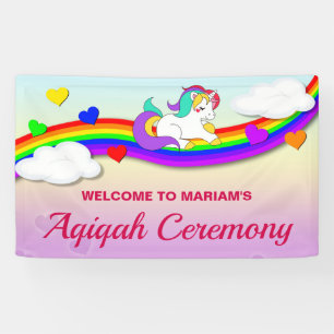 Lona Aqiqah de Unicornio Mágico Arcoíris Lindo