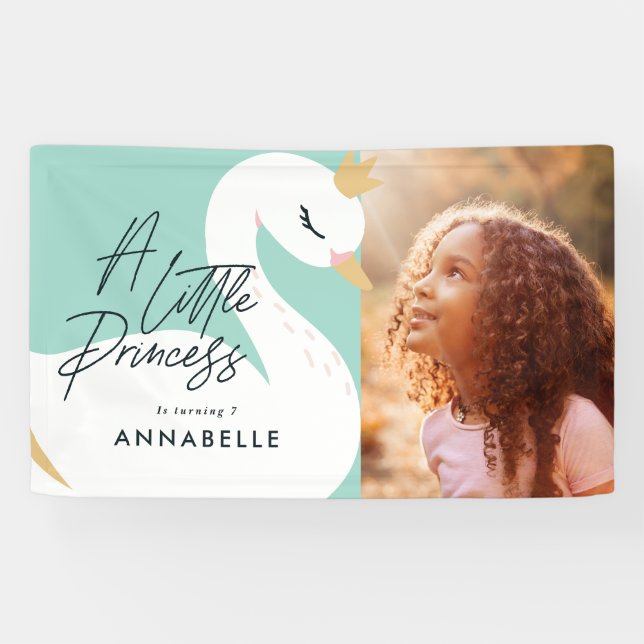 Lona Aqua chica elegante foto hermosa cisne fiesta (Horizontal)