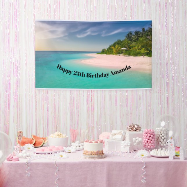 Lona Aquamarine Ocean Tropical Beach Scenic Birthday (Fiesta)