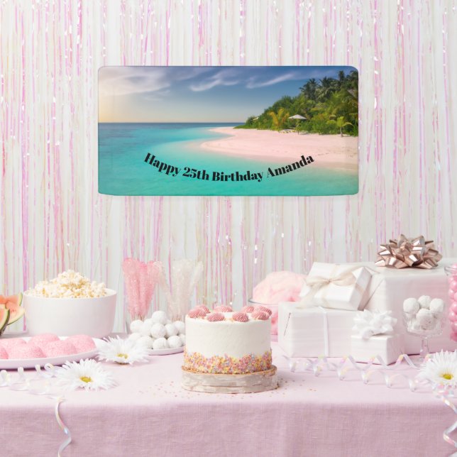 Lona Aquamarine Ocean Tropical Beach Scenic Birthday (Fiesta)