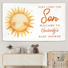 Aquí viene el hijo Boho lindo Bienvenida Baby Show