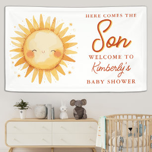 Lona Aquí viene el hijo Boho lindo Bienvenida Baby Show