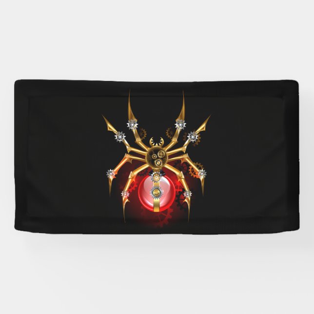 Lona Araña steampunk sobre negro (Horizontal)