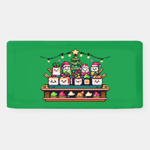 Lona Árbol de Navidad de sushi festivo - Arte de piano 