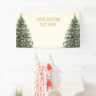 Lona Árbol de Navidad en acuarela personalizado rústico