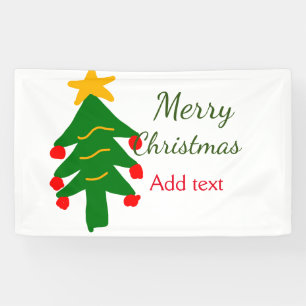 Lona Árbol de Navidad verde rojo Feliz Navidad añadir n