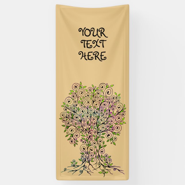 Lona Árbol De Vida - Espirales Salen Frutas 1 (Vertical)