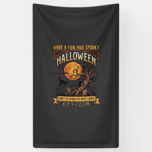 Lona Árbol espeluznante de Halloween Luna llena Gato ne