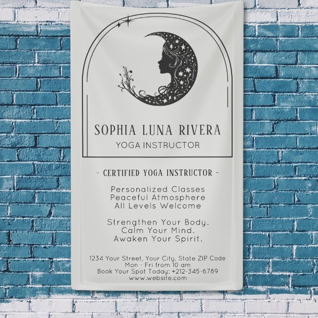 Lona Arco Bohío Minimalista Luna Creciente Celestial (Minimalist Boho Arch Celestial Crescent Moon Banner)