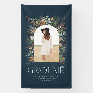 Lona Arco graduado 1 foto azul marino botánico moderno