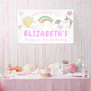 Lona Arcoiris de la fiesta de cumpleaños de Unicorn