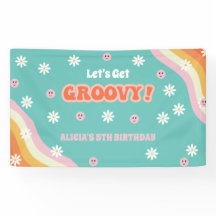 Arcoiris retro vamos a tener cumpleaños groovy
