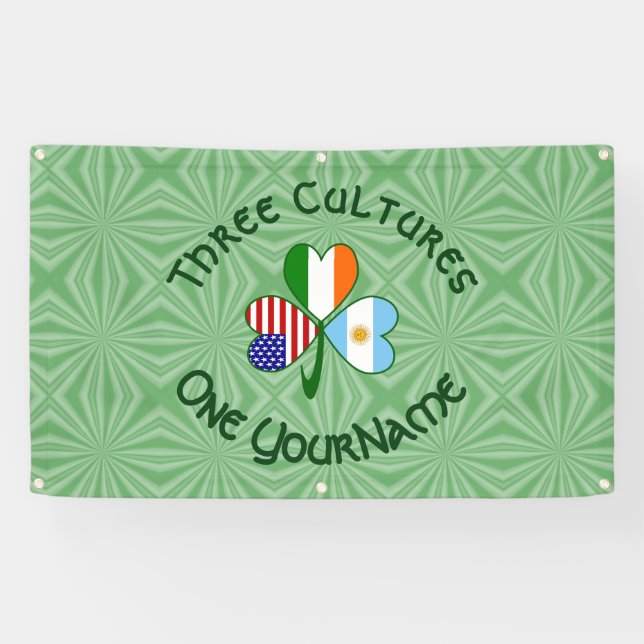 Lona Argentina Irlanda Estados Unidos Bandera Shamrock  (Horizontal)
