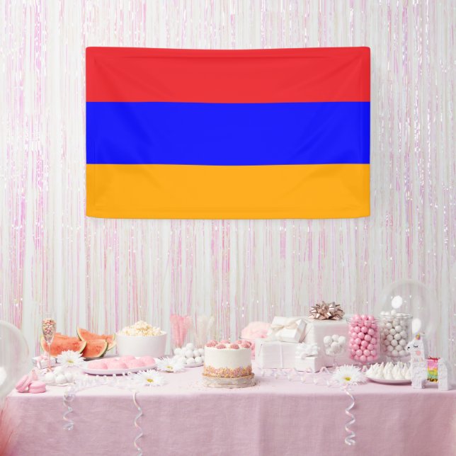 Lona Armenian Flag Celebration Party Event Décor Banner (Fiesta)