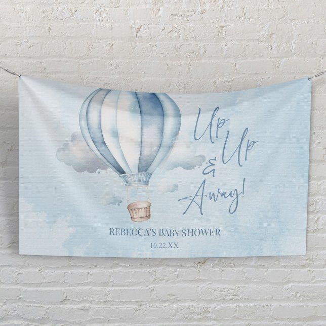 Lona ¡Arriba y lejos! Baby Shower Blue Hot Air Balloon (Subido por el creador)