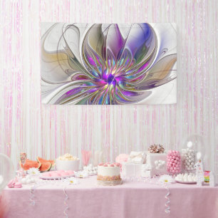 Lona Arte abstracto fractal de flores enérgico y colori
