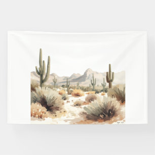 Lona Arte de Acuarela Minimalista del Cactus Saguaro de