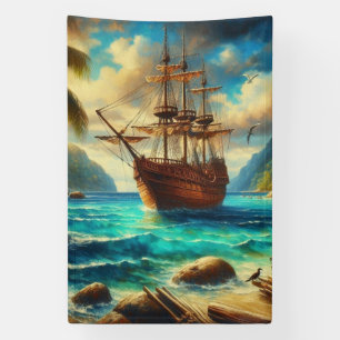 Lona Arte de barcos de playa caribeños/tropicales