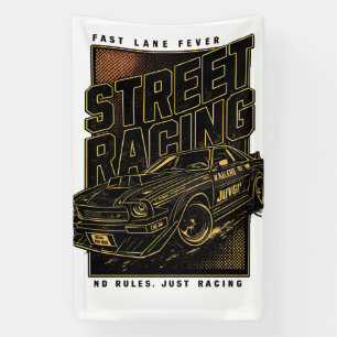 Lona Arte de coche deportivo Retro Fast Lane Fever
