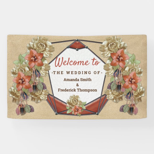 Lona Arte de cuero y flores Ante (Horizontal)