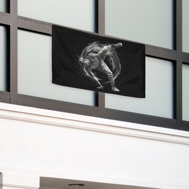 Lona Arte de movimiento monocromo de estilo urbano (Edificio exterior)