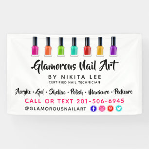 Lona Arte de uñas con esmalte de uñas de arcoíris brill
