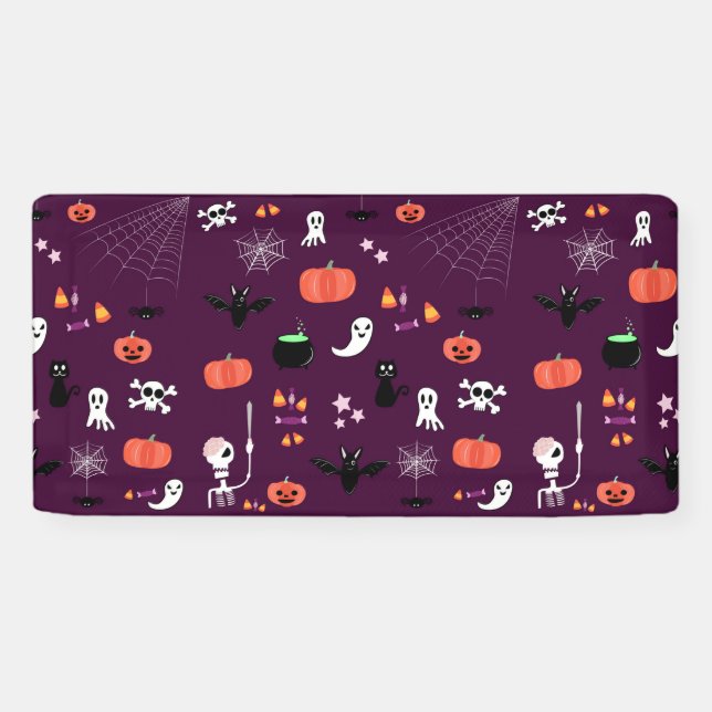 Lona Arte espeluznante y lindo de Halloween (Horizontal)