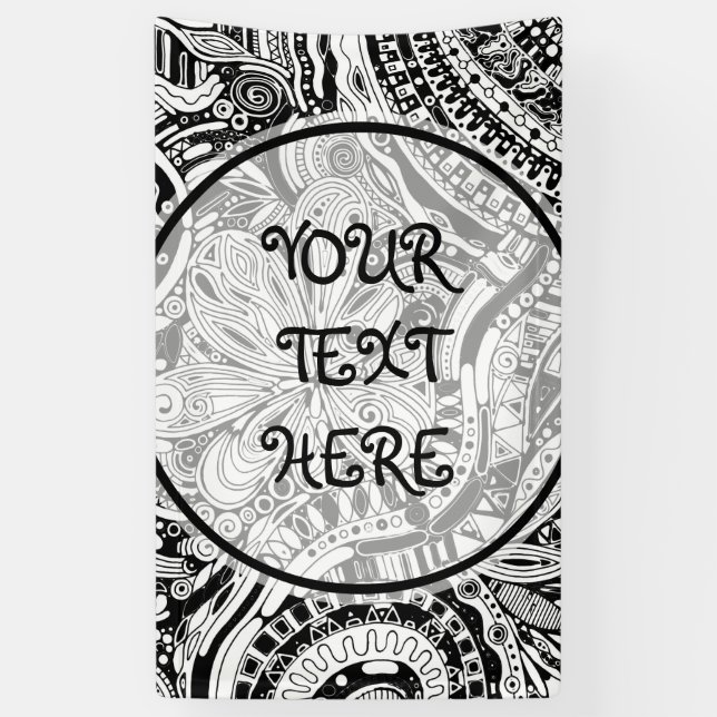 Lona Arte Geométrico Negro Y Blanco 15 (Vertical)