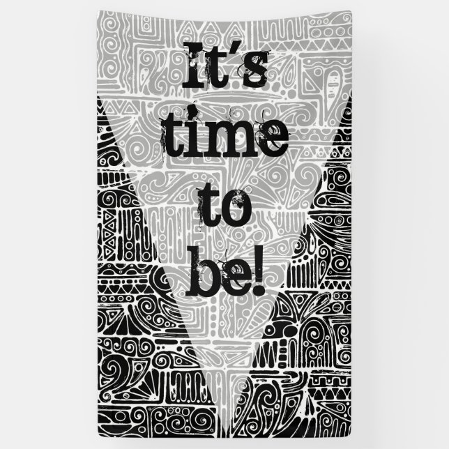 Lona Arte Geométrico Negro Y Blanco 2 (Vertical)