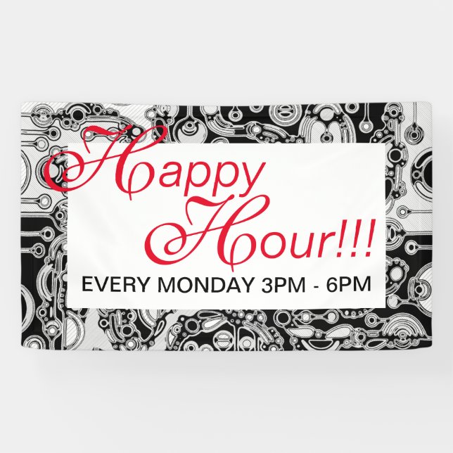 Lona Arte Geométrico Negro Y Blanco 3 (Horizontal)