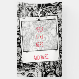 Lona Arte Geométrico Negro Y Blanco 3