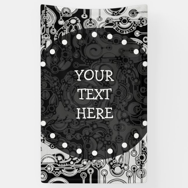 Lona Arte Geométrico Negro Y Blanco 3 (Vertical)