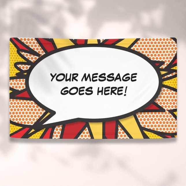 Lona Arte Pop de Burbuja de Diálogo de Cómic Personaliz (Personalized Comic Book Pop Art Speech Bubble Banner)