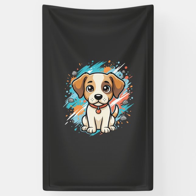 Lona Arte vectorial de perro lindo con salpicaduras de  (Vertical)