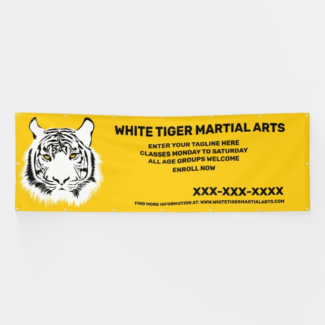 Lona Artes Marciales de Tigre Blanco Personalizadas Per (Horizontal)