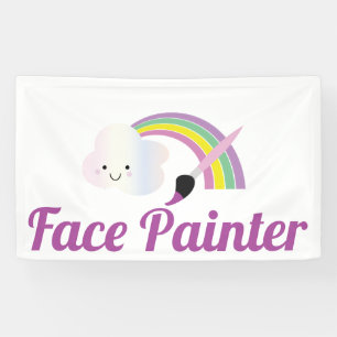 Lona Artista de pintura facial de arcoíris lindo y pinc
