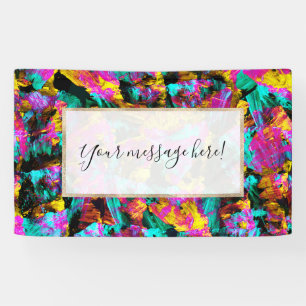 Lona Artsy Modern Neon Colores Black Abstract Paint Art