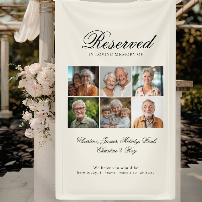 Lona Asiento reservado - 6 Boda beige de foto conmemora (Reserved Seat - 6 Photo Memorial Beige Wedding Banner)