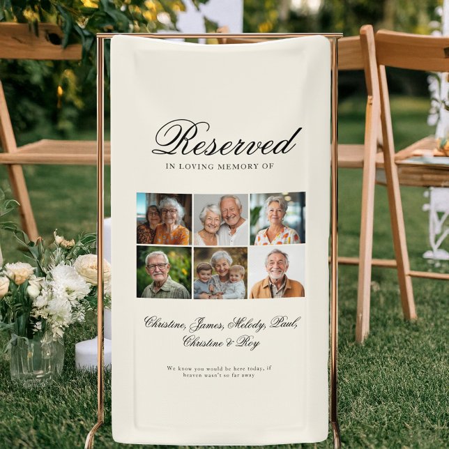Lona Asiento reservado - 6 Boda beige de foto conmemora (Custom Reserved Seat - 6 Photo Memorial Wedding Beige Banner)