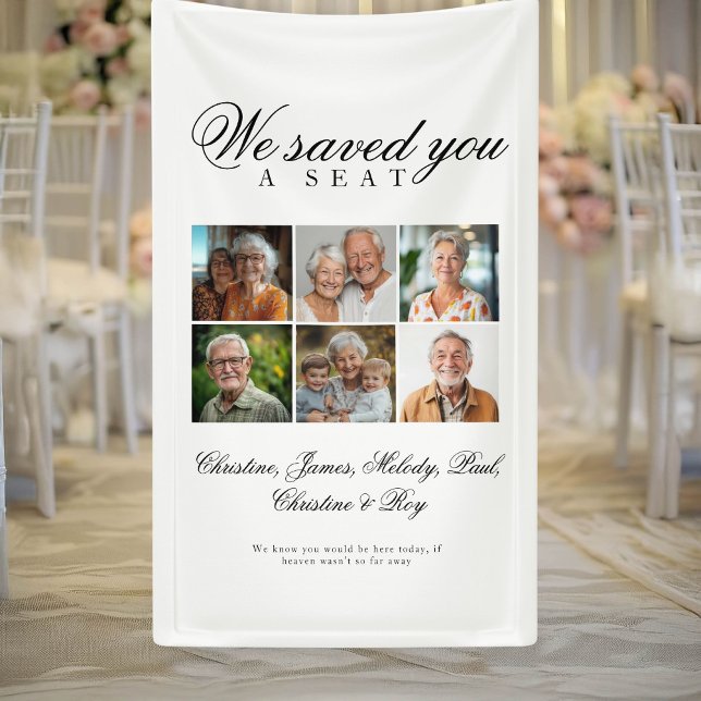 Lona Asiento reservado - 6 Boda de fotografía (Reserved Seat - 6 Photo Memorial Wedding Banner)