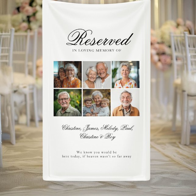 Lona Asiento reservado - 6 Boda de fotografía (Reserved Seat - 6 Photo Memorial Wedding Banner)