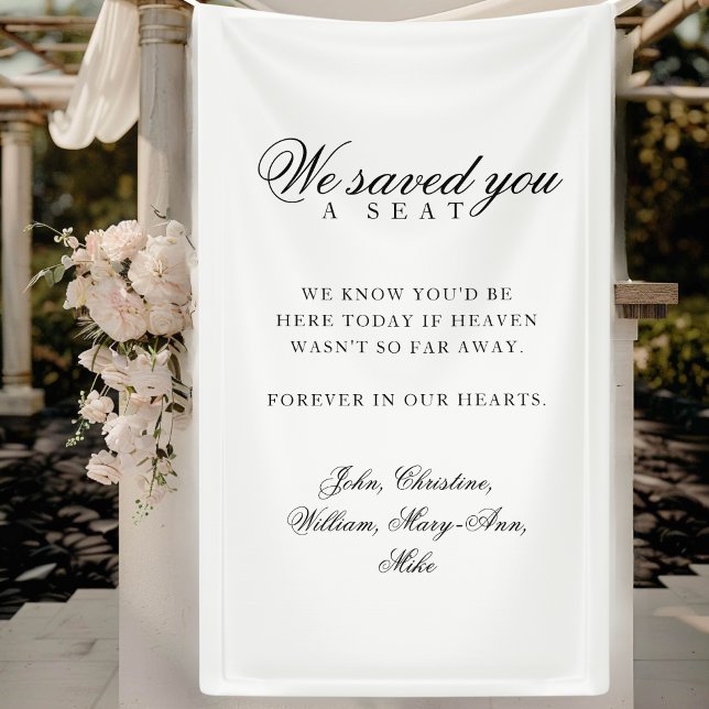 Lona Asiento Reservado - Clásico Boda Memorial Blanco (Reserved Seat - Classic Wedding Memorial White Banner)