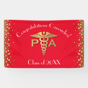 Lona Asistente Médico Graduación Rojo Dorado PA