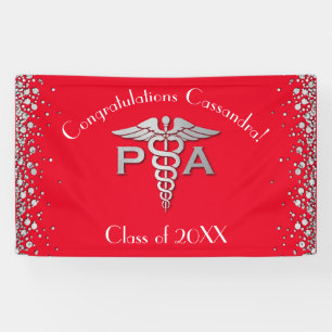 Lona Asistente Médico PA Graduación Rojo Plata
