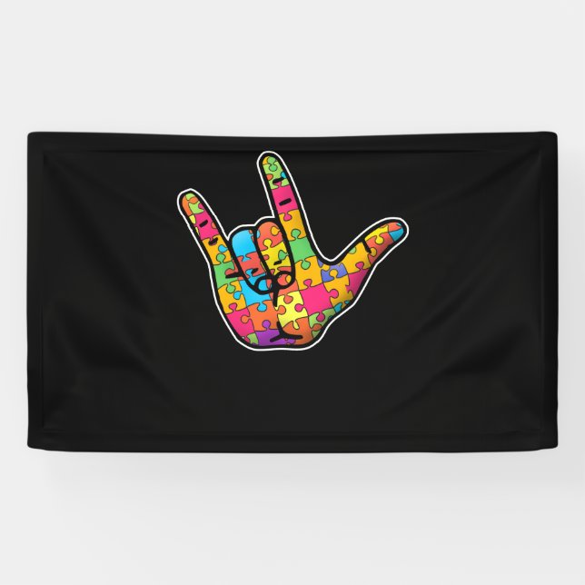 Lona ASL Love Sign Language Autism Awareness Support (Horizontal)